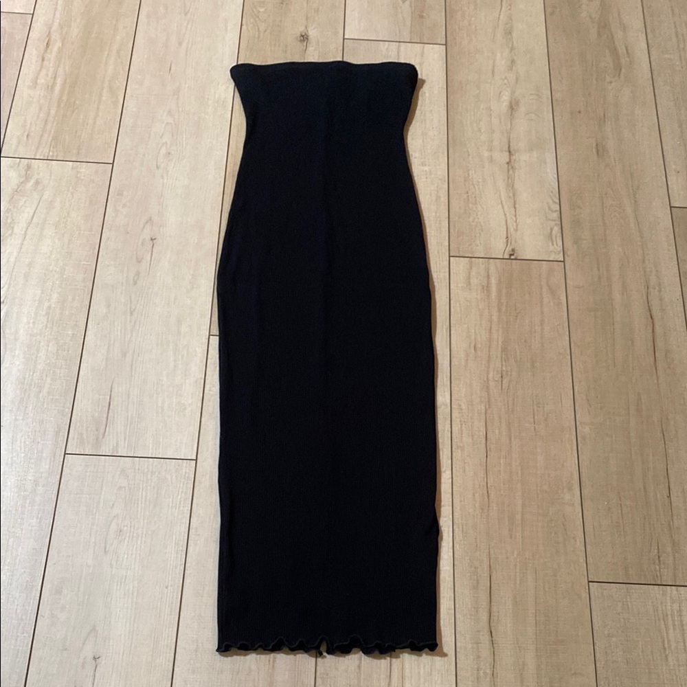 Priceless Black Ribbed Tube Maxi Dress – Size L